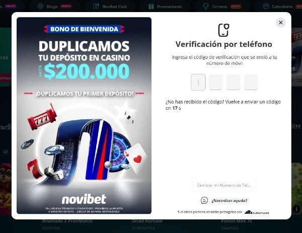 verificacion de registro de cuenta en novibet paso 4