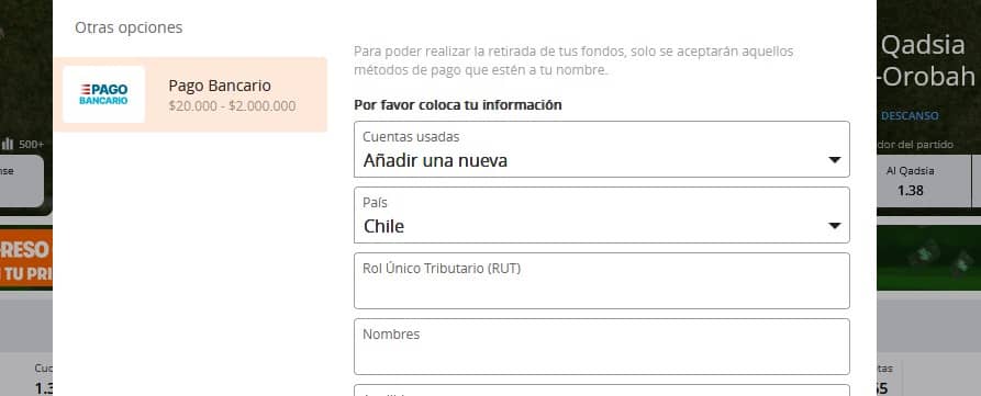 Ingresa tus datos solicitados por el casino.